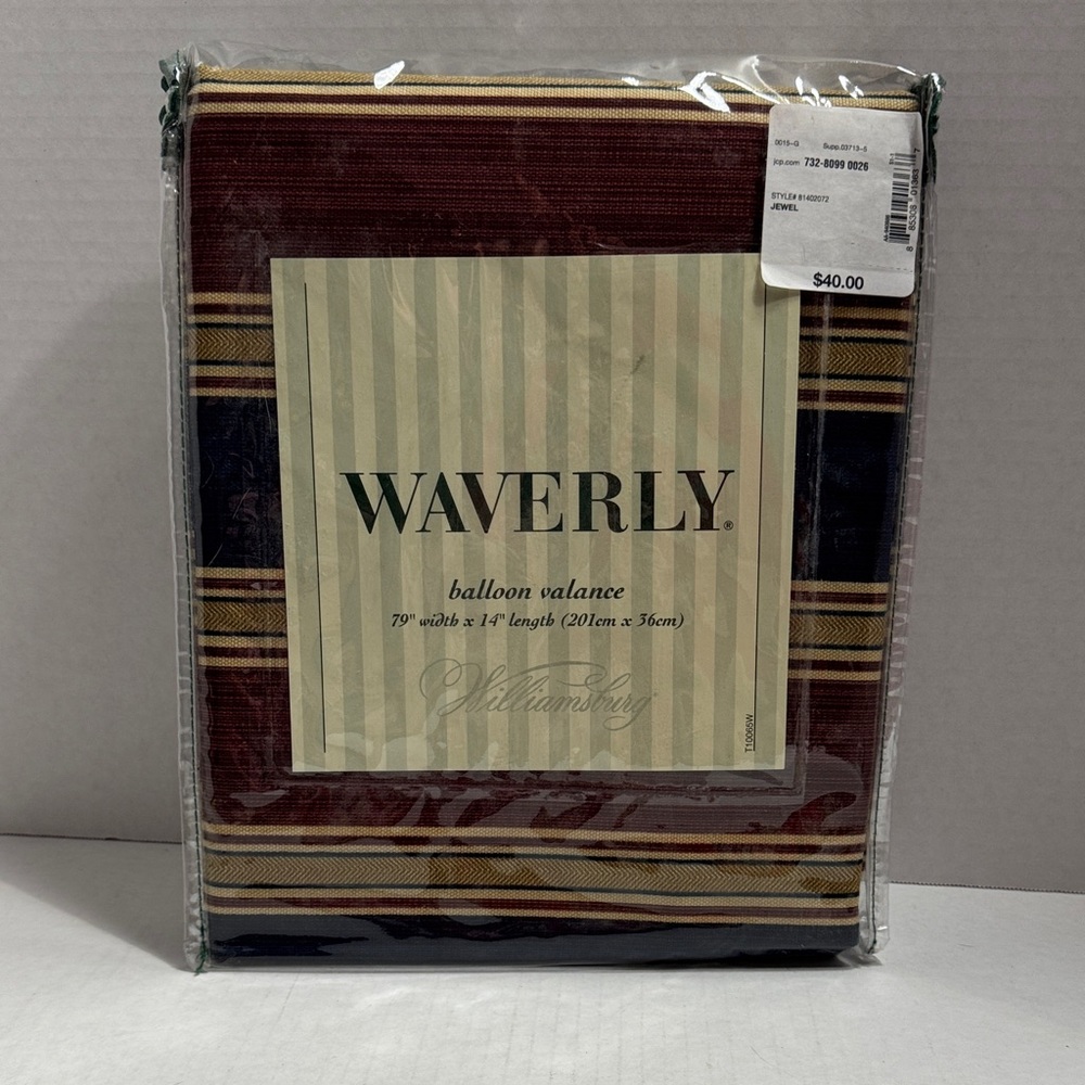 Waverly Striped Balloon Valance in Burgundy and Gold